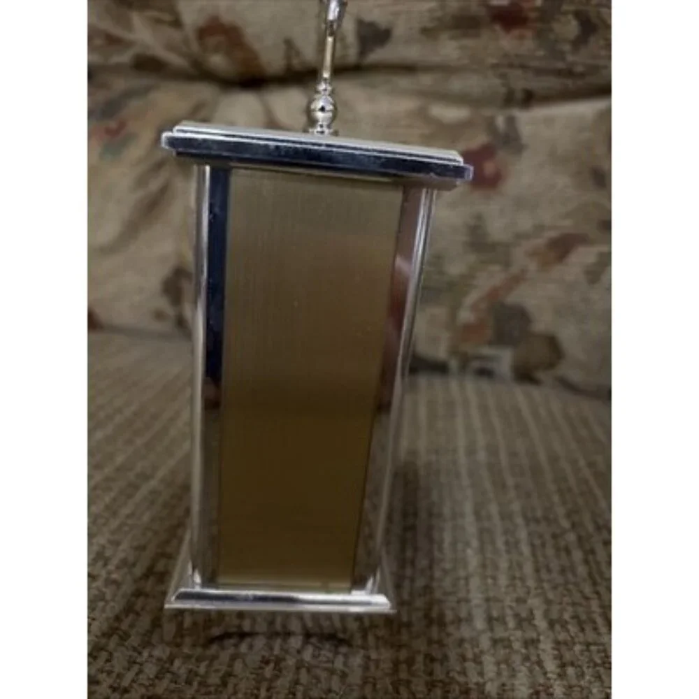 Bulova Quartz Carriage Clock Gold Tone Running AA Battery Black Face West German - Picture 5 of 7